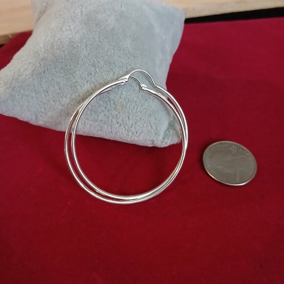 Hoop Earrings Bracelet Sterling Silver 925 - Picture 3 of 5